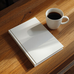 Hardcover Book Mockup with Coffee Cup
