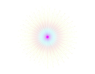 Radiant burst of light with colorful core and radiating lines on white background abstract explosion isolated on a transparent background