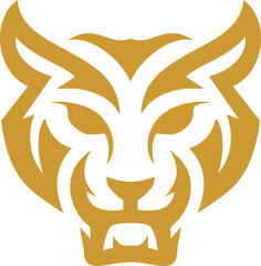 Tiger head, Minimalist tiger head icon suitable for branding, logos, and digital interfaces showcasing strength and agility.