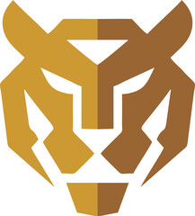 Tiger head, Minimalist lion head icon suitable for branding, logos, and motivational designs.