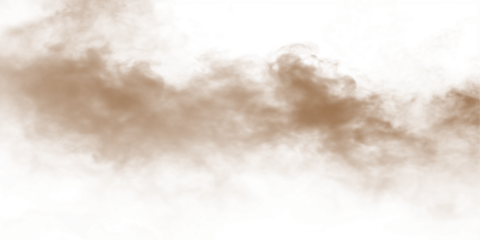 Dust sand soil smoke cloud particles isolated on transparent white background. Brown sandstorm smog sand dust explosion rising. Design elements for Compositing, covering, overlay, PNG