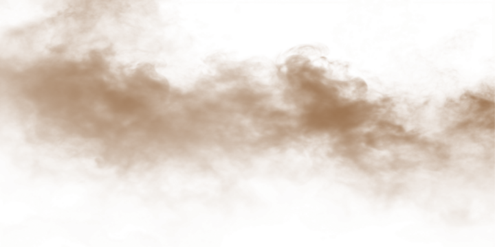 Dust sand soil smoke cloud particles isolated on transparent white background. Brown sandstorm smog sand dust explosion rising. Design elements for Compositing, covering, overlay, PNG