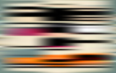 Abstract blurred motion background with horizontal lines in black, orange, pink, and white color shades