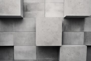 Abstract gray concrete blocks forming a textured geometric pattern