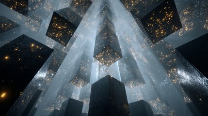 Exploring the concept of floating data towers in the digital realm of cyberspace