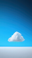 Floating white cloud in clear blue sky artistic image minimalist design peaceful atmosphere aerial view nature concept