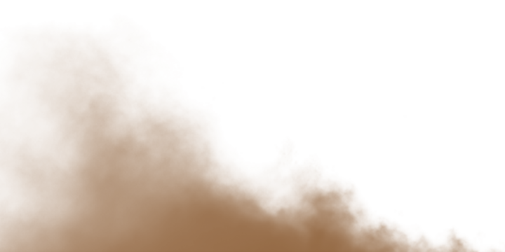 Dust sand soil smoke cloud particles isolated on transparent white background. Brown sandstorm smog sand dust explosion rising. Design elements for Compositing, covering, overlay, PNG