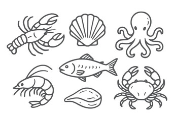Line Art Seafood Collection