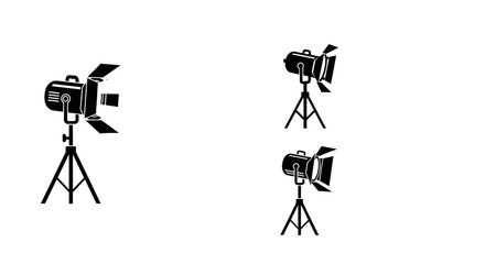 Silhouette of studio lighting equipment isolated on white background for photography
