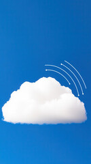 Cloud formation in clear blue sky digital art illustration conceptual visualization minimalist environment