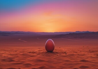 egg red sunset on the beach