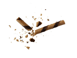 broken wafer stick with crumbs isolated