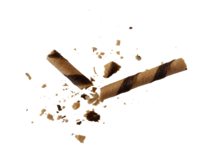 broken wafer stick with crumbs isolated