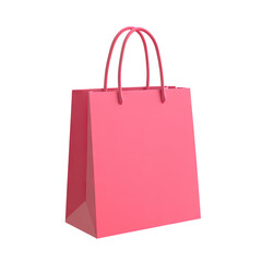 Glossy pink shopping bag with handles, on black background