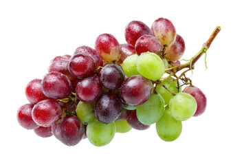 Fototapeta premium A bunch of assorted grapes in varying colors, isolated on a solid black background