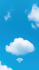 Cloud connectivity blue sky digital communication outdoor wide-angle view technology integration