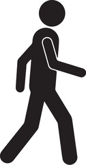 Black silhouette of a walking person icon on a white background figure also transparent background