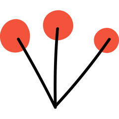 Abstract minimal graphic design of three vibrant red dots connected by thin black lines on a white background representing growth or connection
