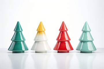 Color christmas tree shaped ceramic white celebration decoration.