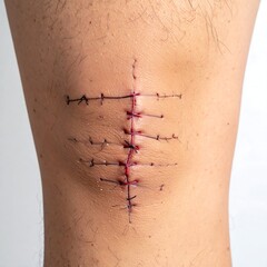 Stitched knee wound