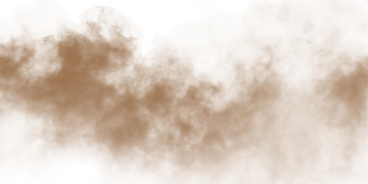 Dust sand soil smoke cloud particles isolated on transparent white background. Brown sandstorm smog sand dust explosion rising. Design elements for Compositing, covering, overlay, PNG - Powered by Adobe