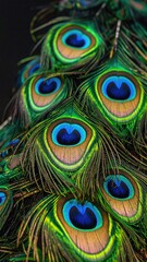 Detailed image of vibrant peacock feathers