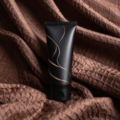 Black tube on textured brown fabric