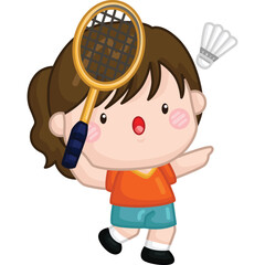 a cute vector of badminton player