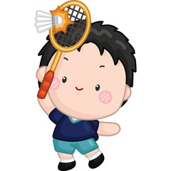 a cute vector of badminton player