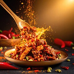 Spiced meat dish with chili flakes