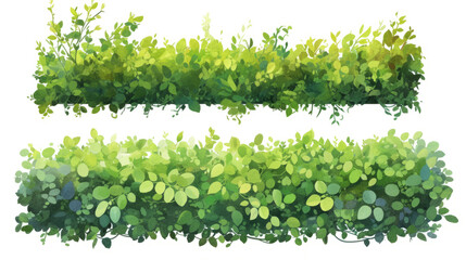Green hedge bush rows in various styles