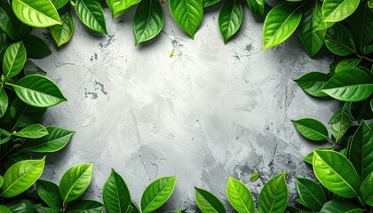 Leaves border textured gray background