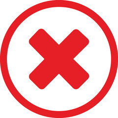 Red cross mark icon or symbol for cancel, wrong, no, delete, or close sign in web design