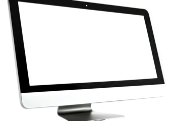 Modern desktop computer with a white screen