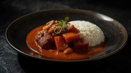 Massaman Curry with Beef and Steamed Rice