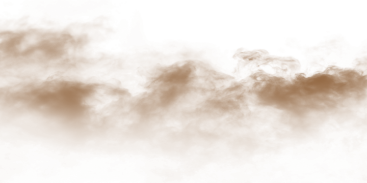 Dust sand soil smoke cloud particles isolated on transparent white background. Brown sandstorm smog sand dust explosion rising. Design elements for Compositing, covering, overlay, PNG