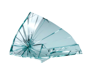 Fractured glass shards, radiating lines, fragments against a black background