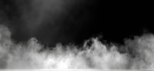 A slow-moving wisp of smoke floats across the canvas, curling and unfurling in soft waves. The transparent background emphasizes its fluid motion. PNG background.
