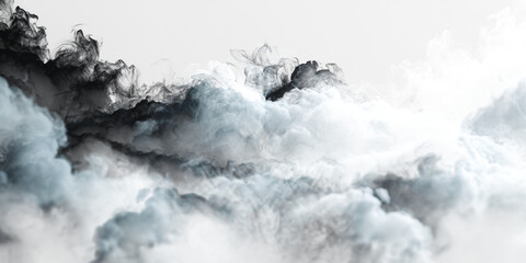 Naklejka premium Soft gray smoke rises, swirling gently in delicate patterns. The transparent background allows the smoke’s movement to stand out, creating a soothing, fluid effect. PNG background.