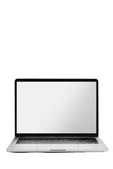 Fototapeta premium Silver laptop with a blank white screen on black