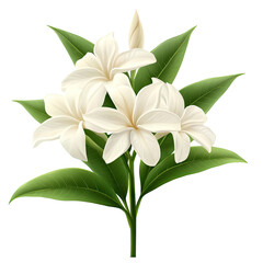 Fototapeta premium Plumeria blooms & leaves; digital art