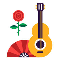 flamenco background with guitar and roses