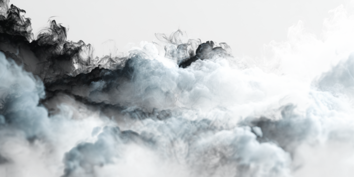 Soft gray smoke rises, swirling gently in delicate patterns. The transparent background allows the smoke’s movement to stand out, creating a soothing, fluid effect. PNG background.