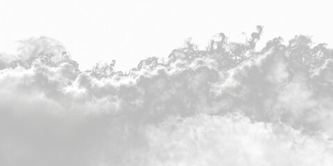Soft gray smoke rises and fades, creating a fluid, organic pattern. The transparent background enhances the lightness and serenity of the fog. PNG background.