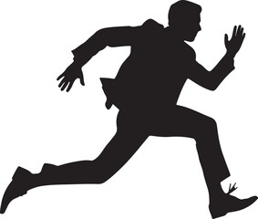 Silhouette of a man in a suit running on a white background Keywords: silhouette, man, running, suit, business, man, male, person, athletic, movement, action, speed, also transparent background