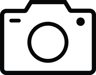 A round, colorful photo camera icon vector illustration is featured on a glass square internet button