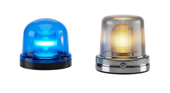 Blue and Amber Emergency Flasher Siren Lights Set