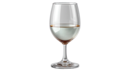 Clear Wine Glass Filled With Golden White Wine Isolated On Transparent Background Studio Shot