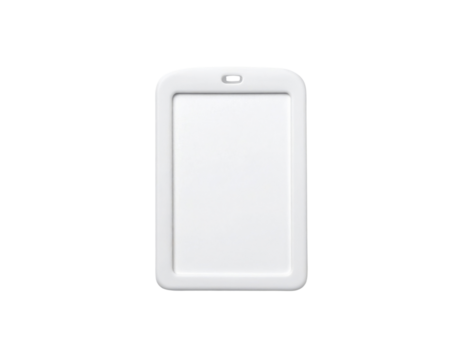 A plain white ID card holder designed to securely hold identification cards.
