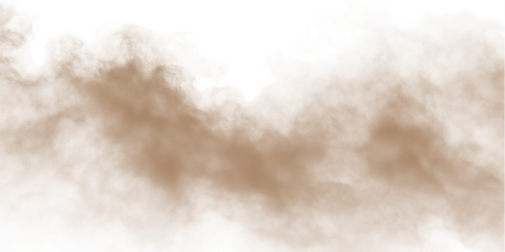 Dust sand soil smoke cloud particles isolated on transparent white background. Brown sandstorm smog sand dust explosion rising. Design elements for Compositing, covering, overlay, PNG